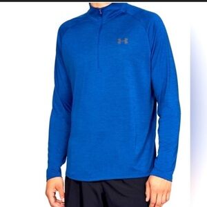 Mens Quarter zip Jacket pullover Under Armour Cold Gear fleece Blue Medium